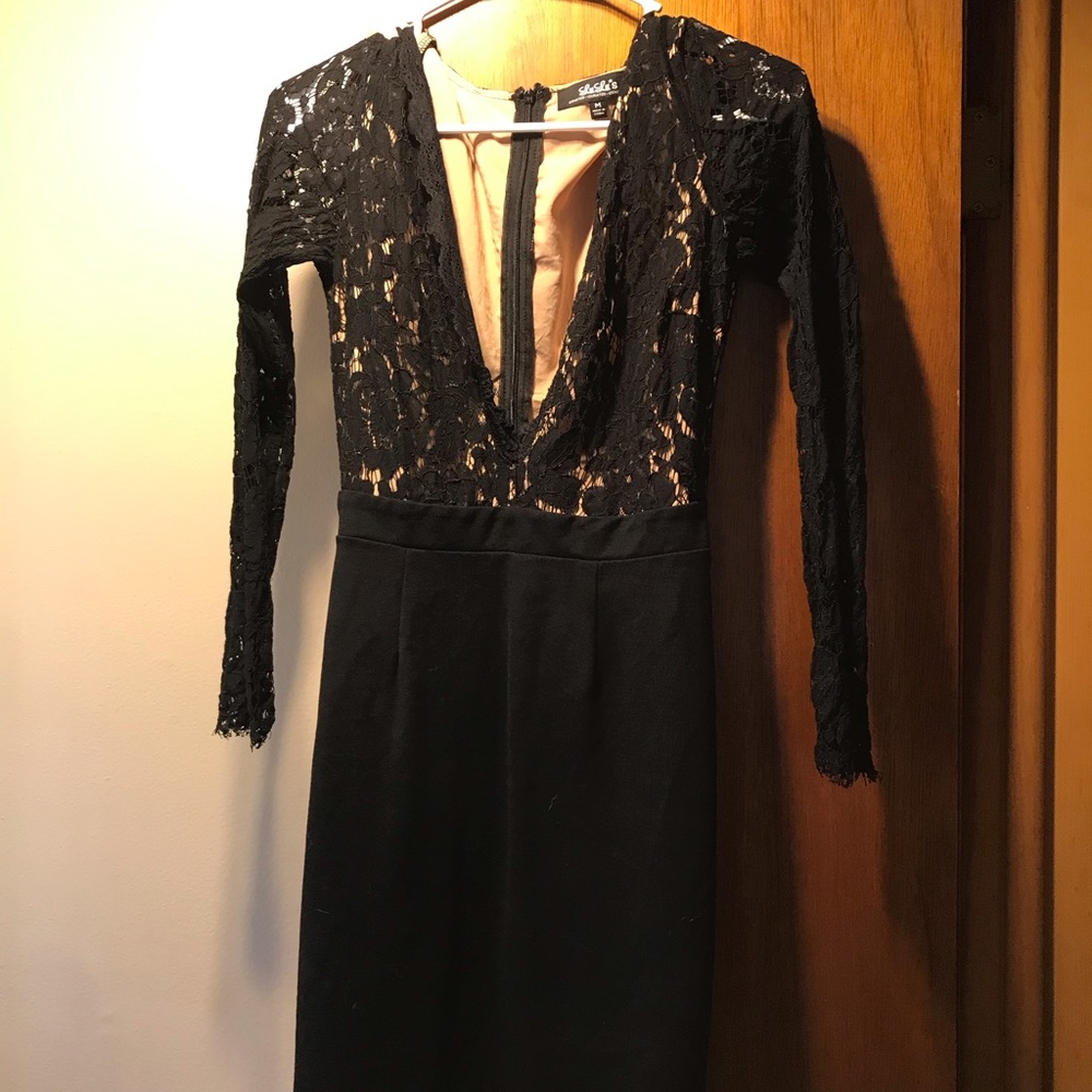 Lulus deep v dress lace sleeves